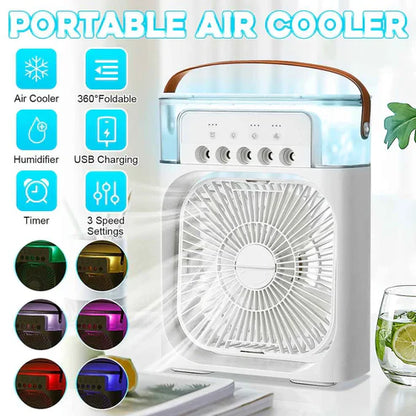 Portable Air Conditioner Fan, Mini Evaporative Air Cooler with 7 Colors LED Light