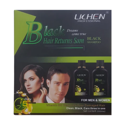 LICHEN HAIR COLOR SHAMPOO BLACK  100*2ML