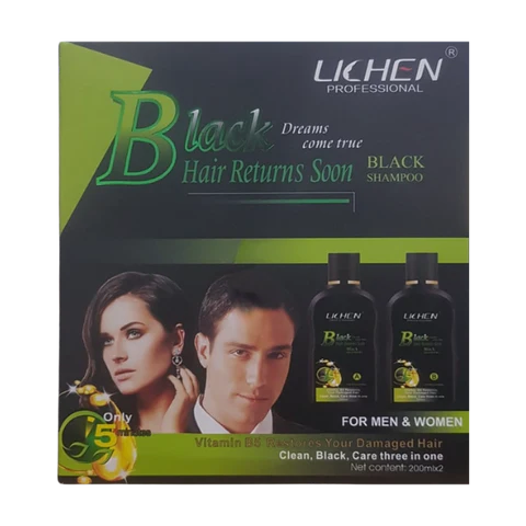 LICHEN HAIR COLOR SHAMPOO BLACK  100*2ML