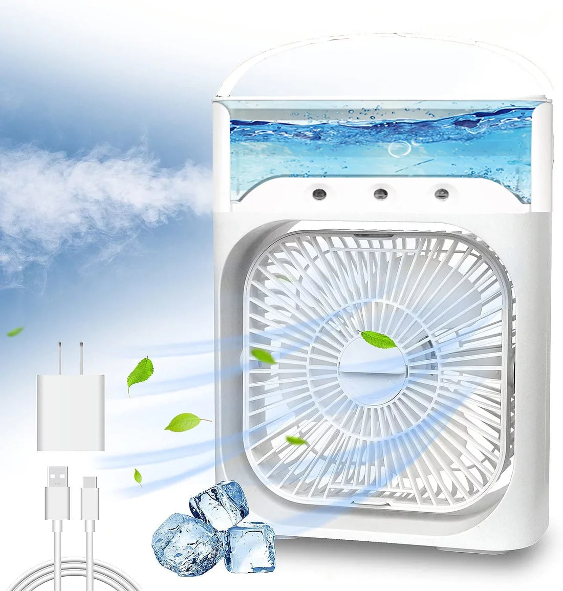 Portable Air Conditioner Fan, Mini Evaporative Air Cooler with 7 Colors LED Light