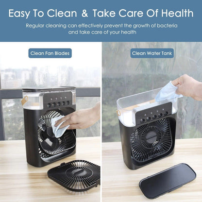 Portable Air Conditioner Fan, Mini Evaporative Air Cooler with 7 Colors LED Light